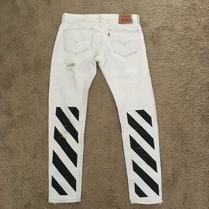 Levis White Jeans Painted Off-White Style 33W